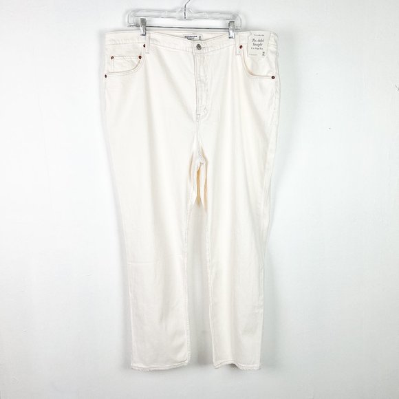 NWT Abercrombie & Fitch The Ankle Straight Ultra High Rise Cream Size 36 22 LONG - Picture 2 of 12